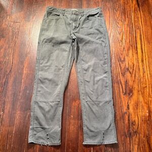 REI Co-op Jeans Mens 36x32 Gray Double‎ Knee Outdoor Canvas Workwear **READ**